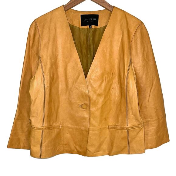 Lafayette 148 Genuine Leather Jacket Size 12 *Flawed - Picture 1 of 14